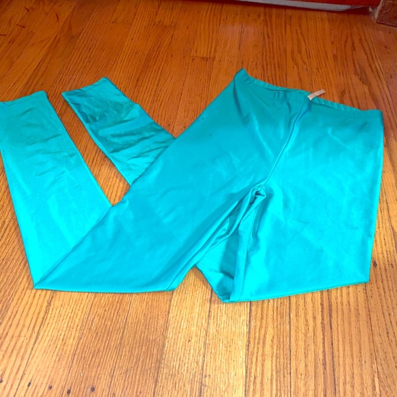 Turquoise satin leggings - Picture 1 of 1